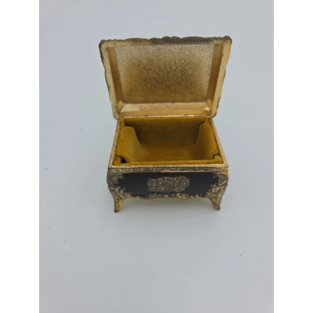 Vintage Japanese Art Trinket Box, Velvet-Lined, Bird and Flowers